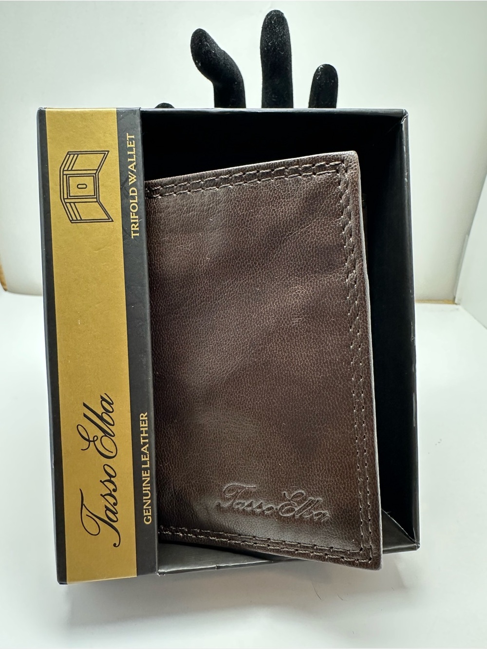 Tasso Elba Chocolate Brown Genuine Leather Trifold Wallet